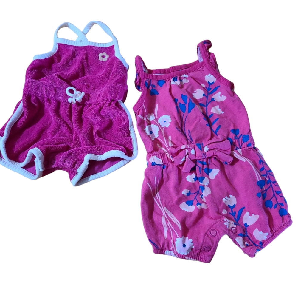 BOGO: Pink Floral Newborn Girl Romper Bundle